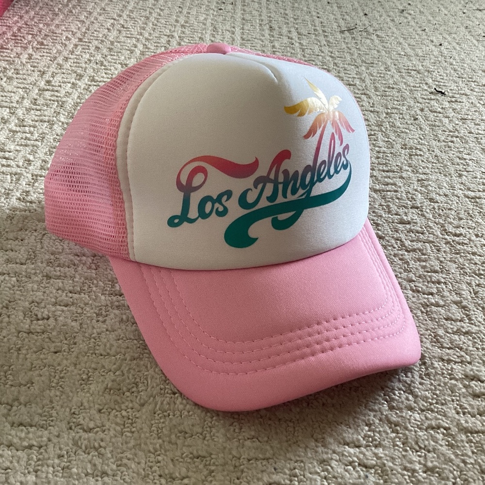 Pink Los Angeles trucker hat